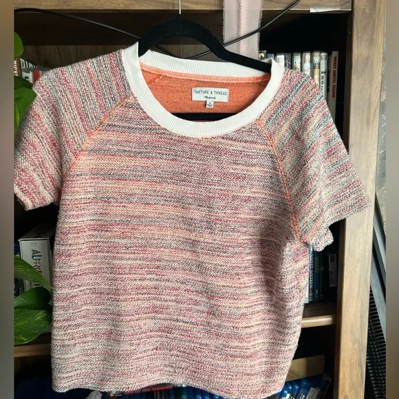 Madewell Texture and Thread Rainbow Space Dye Terry Sweatshirt Tee - Size Medium - Picture 3 of 4